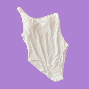 NWT Andie The Nantucket One Shoulder One Piece Swimsuit White Large